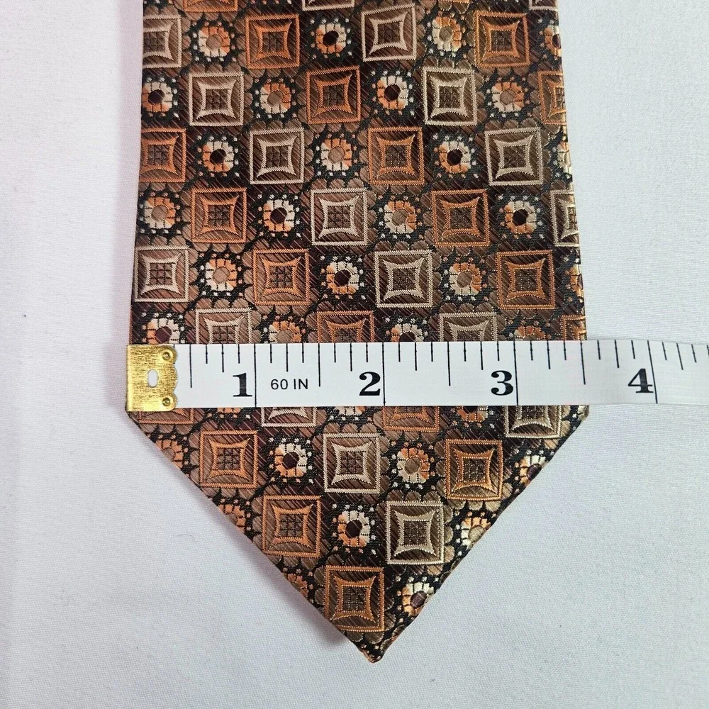 Stacy Adams Hand‎ Made Tie Geometric Brown 3.5